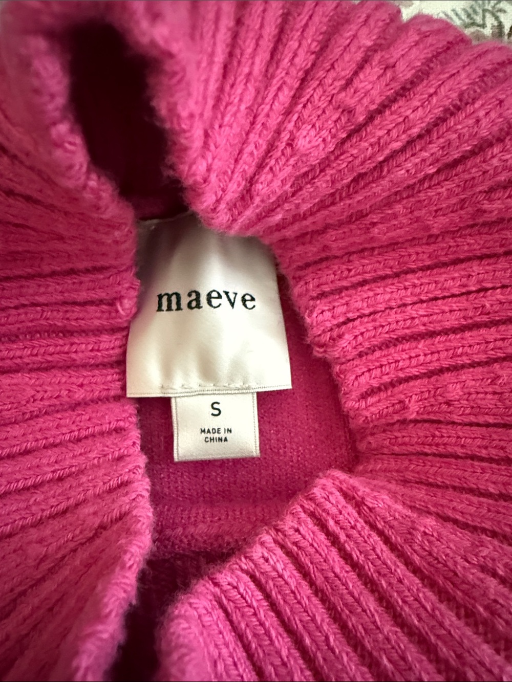 Anthropologie MaeveHot Pink Mock Neck Heart Sweater - Picture 3 of 3